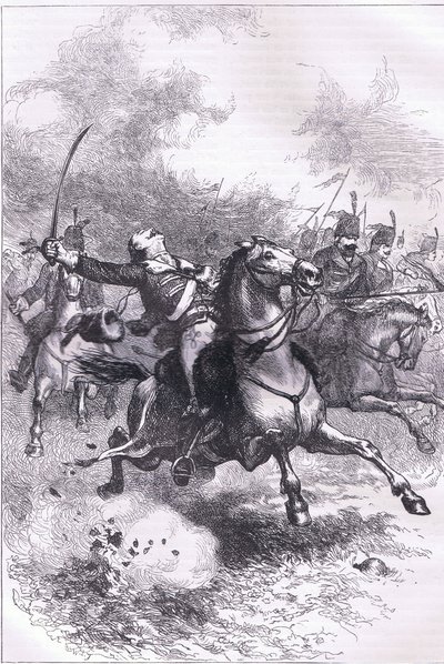 The charge of the Pulaski, illustration from Cassells History of the United States published by Cassell, Petter & Galpin, c.1900 by American English school