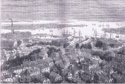 View of Boston by Bunkers Hill, illustration from Cassells History of the United States published by Cassell, Petter & Galpin, c.1900 by American English school
