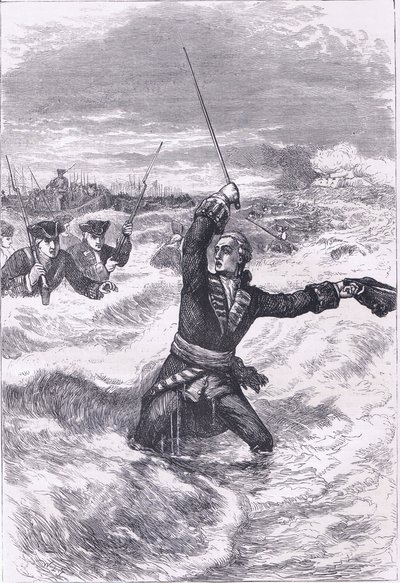 Wolfe landing at Louisburg, illustration from Cassells History of the United States by American English school