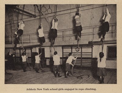 Athletic New York school girls engaged in rope climbing by American Photographer (after)