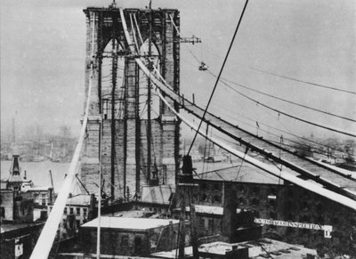 Brooklyn Bridge, New York, under Construction, c 1880 by American Photographer (after)