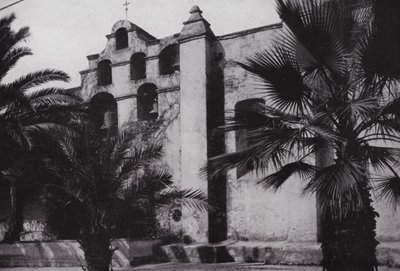 California: Bells of Mission San Gabriel, founded 1771, on the slopes of poppy-clad foothills near Pasadena by American Photographer (after)