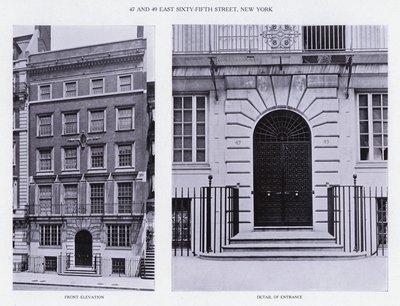 Charles A Platt: 47 and 49 East Sixty-Fifth Street, New York, Front Elevation, (detail) by American Photographer (after)