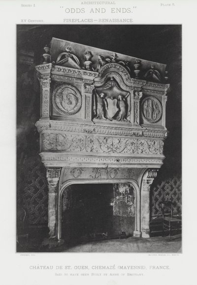 Fireplace: Chateau De St Ouen, Chemaze, Mayenne, France by American Photographer (after)