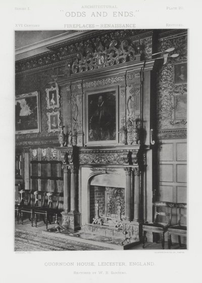 Fireplace: Quorndon House, Leicester, England by American Photographer (after)