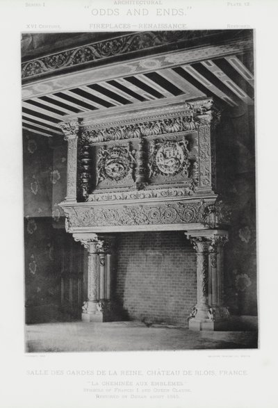 Fireplace: Salle Des Gardes De La Reine, Chateau De Blois, France by American Photographer (after)