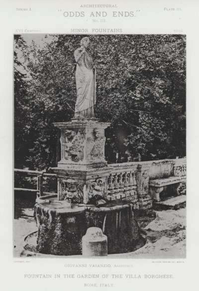Fountain in the Garden of the Villa Borghese, Rome, Italy by American Photographer (after)