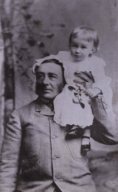 Franklin D Roosevelt, American politician and 32nd President of the United States, as a young child with his father by American Photographer (after)