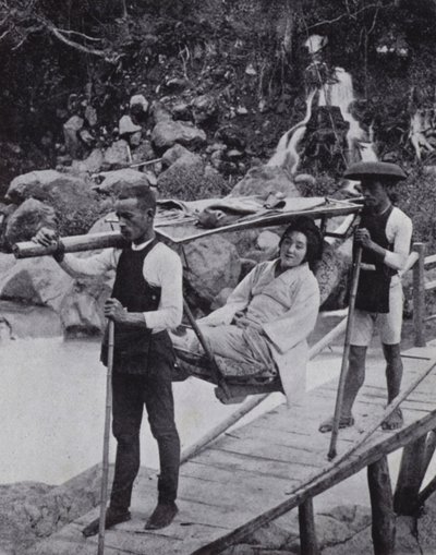 Japanese lady crossing the Daiya River near Nikko by American Photographer (after)
