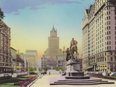 New York: Fifth Avenue and the Plaza; Heckscher Building; General Sherman Statue; Hotel Plaza by American Photographer (after)