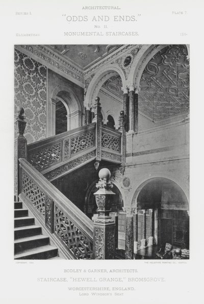 Staircase, Hewell Grange, Bromsgrove, Worcestershire, England by American Photographer (after)