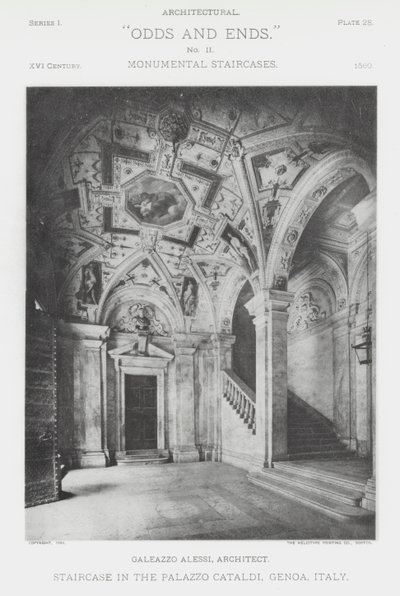 Staircase in the Palazzo Cataldi, Genoa, Italy by American Photographer (after)