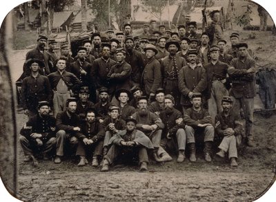 A Full Company of Bluecoats in Winter Quarters, c.1861-1865 by American Photographer