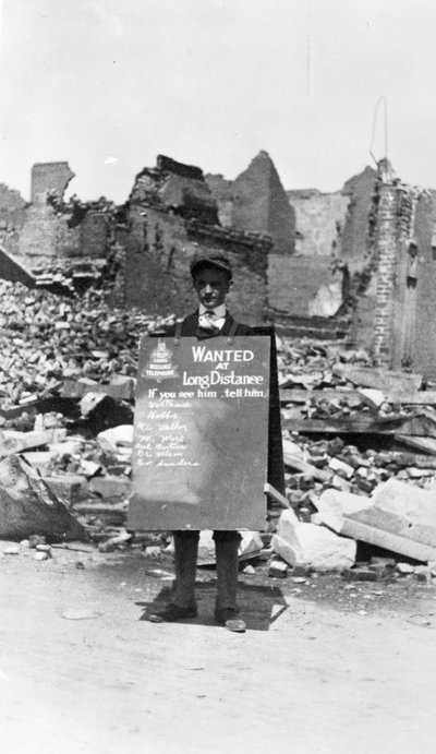 Call Boy for Telephone Company in the Aftermath of the Galveston Storm by American Photographer
