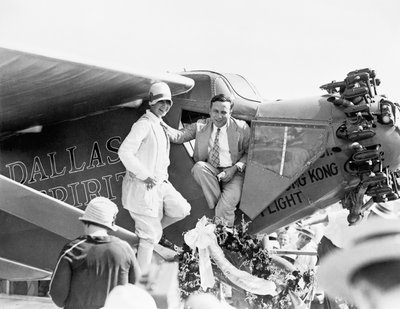 Captain and Mrs. P Erwin at the unveiling of Dallas Spirit at Love Field, 6th August, 1927 by American Photographer