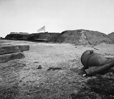 Discarded Confederate Mortar at Abandoned Fort Johnson, Charleston Harbor, South Carolina by American Photographer