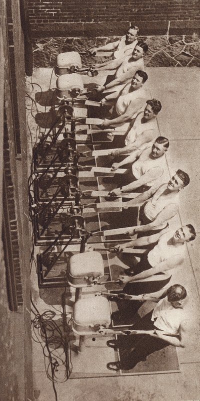 Electrical vibrator machines for keeping fit and losing weight by American Photographer