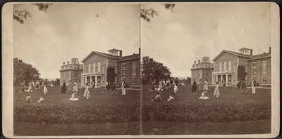 Front of the Mansion and lawn, Oneida Community, New York State, circa 1870 by American Photographer