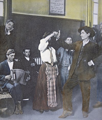 Immigrants in folk dance on Ellis Island, New York Harbor by American Photographer