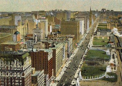 Michigan Boulevard, looking North, seen from Aeroplane by American Photographer