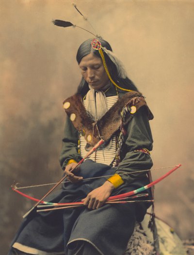 Portrait of Oglala Sioux Council Chief Bone Necklace by American Photographer