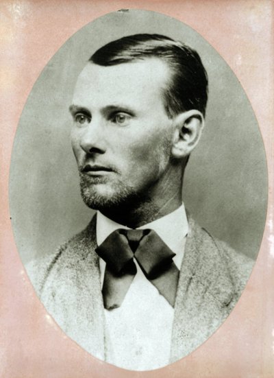 Portrait of the criminal Jesse James (1847-1882) shortly before his death. Photography 1882. by American Photographer