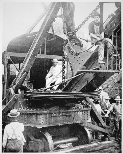President Theodore Roosevelt in a Giant Steam Shovel at the Culebra Cut during the Digging of the Panama Canal, November 1906 by American Photographer