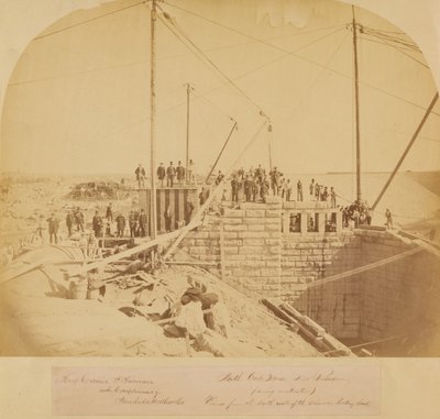 South Gate House of the New Reservoir, Central Park, during construction by American Photographer