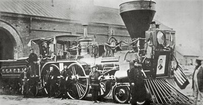 The Locomotive that pulled the funeral train of Abraham Lincoln in 1865 by American Photographer