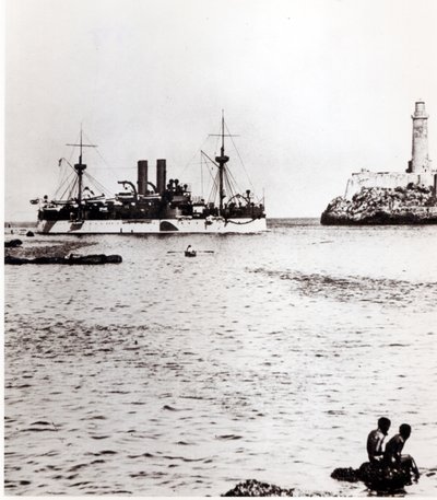 The USS Maine Entering the Port of Havana, Cuba, 1898 by American Photographer