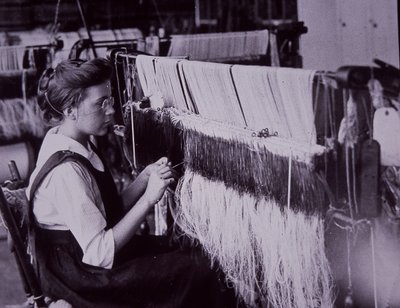 US Textile Industry, Textile Operator in Massachusetts Cotton Mill, c.1900 by American Photographer