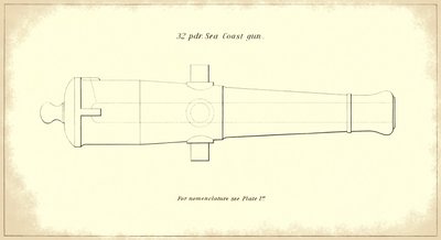 32-pounder seacoast gun-barrel, taken from the official U.S. Army’s Instruction for Heavy Artillery manual, 1850-51 by American School