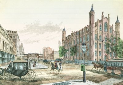 3rd Avenue and 23rd Street, Elevated Rail Road Station and the College of the City of New York, from 36 Views of New York and Environs, published by Charles Magnus by American School