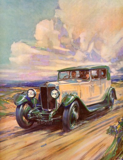A 1920s Roadster Speeding Down a Dirt Road by American School