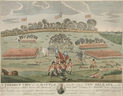 A Correct View of the Battle Near the City of New Orleans, pub. c.1815 by American School