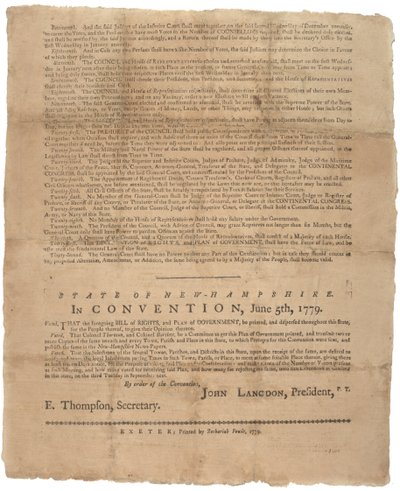 A Declaration of Rights, and a plea of government for the State of New Hampshire, 1779 by American School