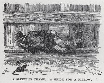 A Sleeping Tramp, A Brick for a Pillow by American School