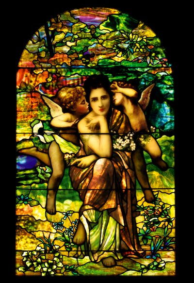 A Leaded and Plated Favrile Glass Window, c.1895 by American School
