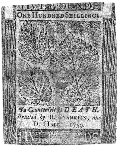 A one hundred shilling note printed by B. Franklin and D. Hall, 1759 by American School