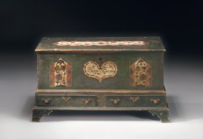 A Paint Decorated Lift-Top Dower Chest, Inscribed Susana Scheblern, Probably Lancaster County, Pennsylvania, 1790 by American School