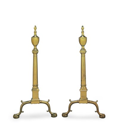 A Pair of Chippendale Andirons, Philadelphia or New York by American School