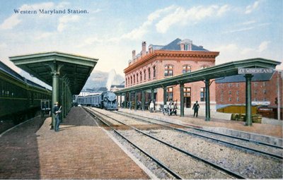 A postcard of Western Maryland Station, Cumberland, Maryland by American School