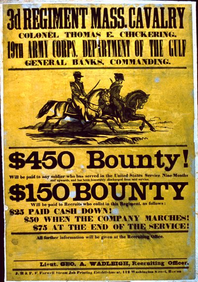 Recruitment Poster for the 3rd Regiment, Massachusetts Cavalry by American School