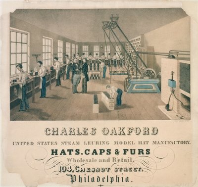 Advertisement for Charles Oakford, Hat Manufacturer, Philadelphia, c.1850 by American School