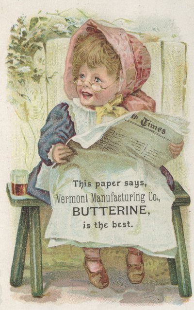 Advertisement for Vermont Manufacturing Co. Butterine, c.1880 by American School