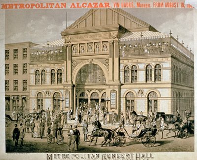 Advertisement for the Metropolitan Alcazar Concert Hall, New York by American School