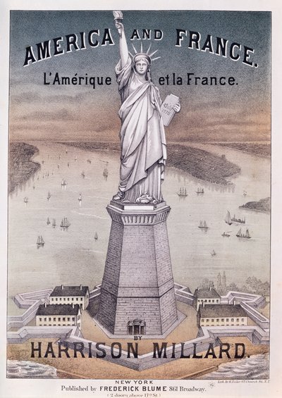America and France, music score for song about the Statue of Liberty by Harrison Millard by American School