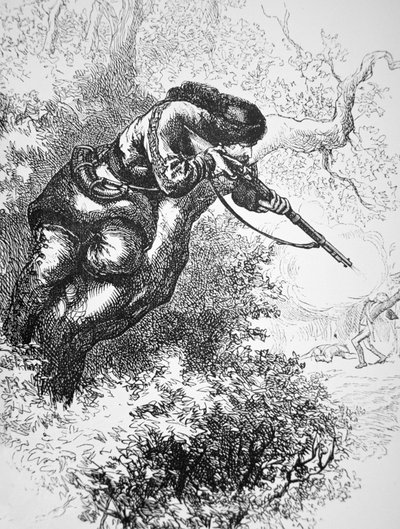 American Marksman up a Tree, during the American Revolutionary War by American School