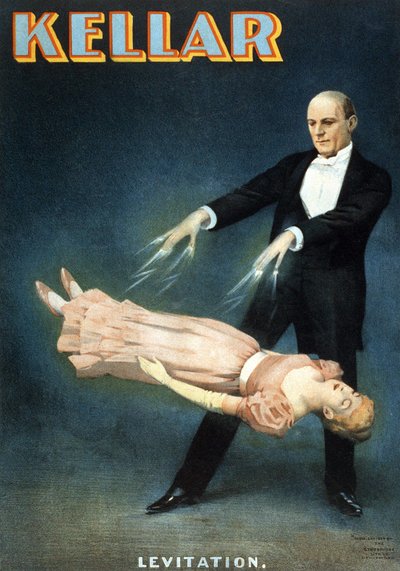 American poster for the show of the magician Harry Kellar: Levitation by American School