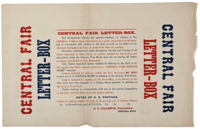 Announcement for the Central Fair Letter Boxes, c.1864 by American School
